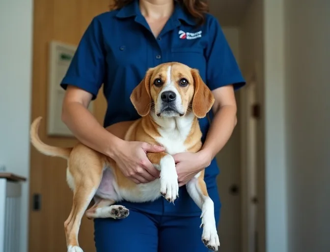Technician respectfully transporting a deceased dog in Cambrian Hill
